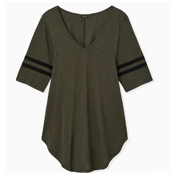torrid Tops - Torrid Olive Green V-Neck Football Tunic Size 2